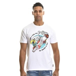 Men's White Graphic T-Shirt with Eagle Design